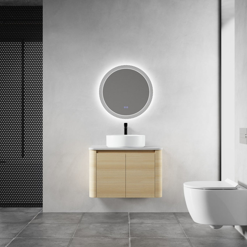 English Elm 30'' Wall-Mounted Bathroom Vanity With Ceramic Art Sink, Soft-Close Doors & Modern Plywood Design W999S00462