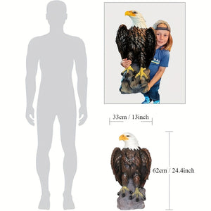 English Elm 13" Hand-painted Resin Bald Eagle Statue Patriotic Sculpture for Garden or Entryway W5709P462783