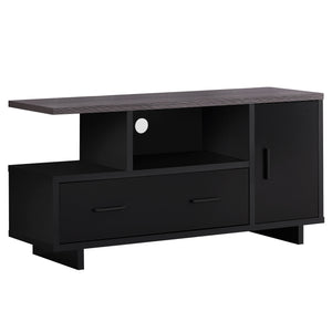Homeroots 47" Gray And Black Open Shelving Tv Stand  Manufactured Wood 355705