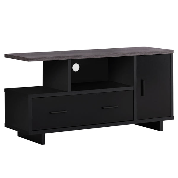 Homeroots 47" Gray And Black Open Shelving Tv Stand  Manufactured Wood 355705