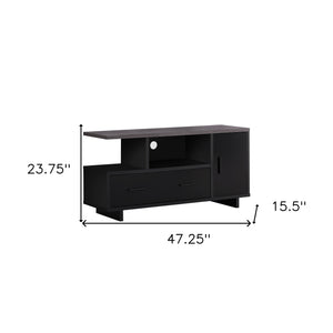 Homeroots 47" Gray And Black Open Shelving Tv Stand  Manufactured Wood 355705