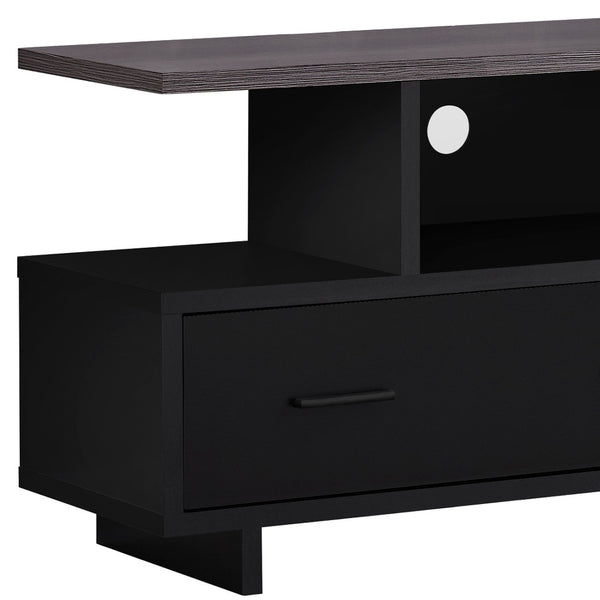 Homeroots 47" Gray And Black Open Shelving Tv Stand  Manufactured Wood 355705