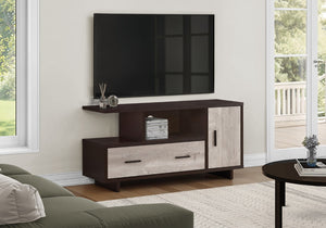 HomeRoots 47" Stylish Wood Brown TV Stand with Enclosed Storage & Open Shelves - Perfect for Home Organization! 355707