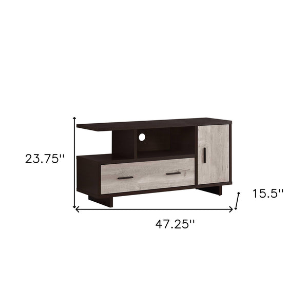 Homeroots 47" Wood Brown Cabinet Enclosed Storage Tv Stand  Manufactured Wood 355707