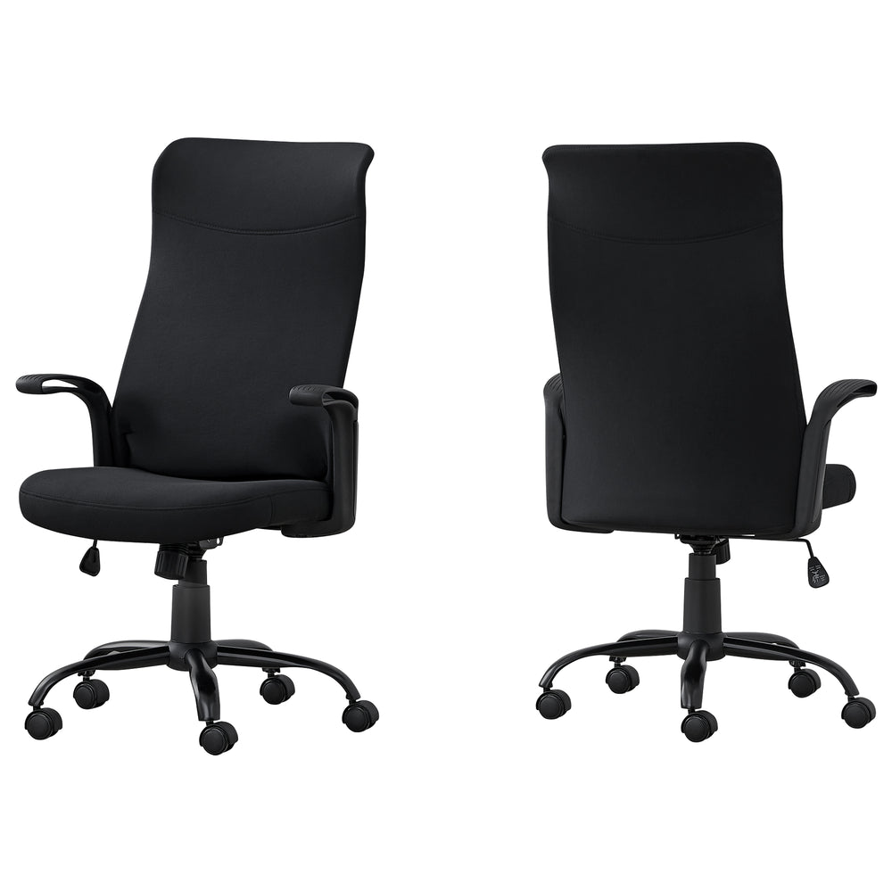 Homeroots Black Fabric Seat Swivel Adjustable Task Chair Fabric Back Plastic Frame  Foam 355715