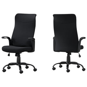 Homeroots Black Fabric Seat Swivel Adjustable Task Chair Fabric Back Plastic Frame  Foam 355715
