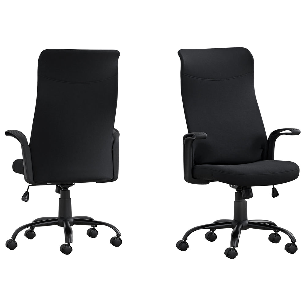 Homeroots Black Fabric Seat Swivel Adjustable Task Chair Fabric Back Plastic Frame  Foam 355715