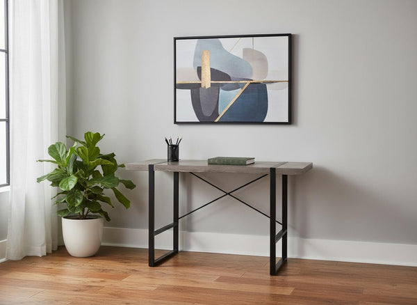HomeRoots 24" Taupe and Black Computer Desk - Stylish Executive Workspace for Home or Office with Durability 355718