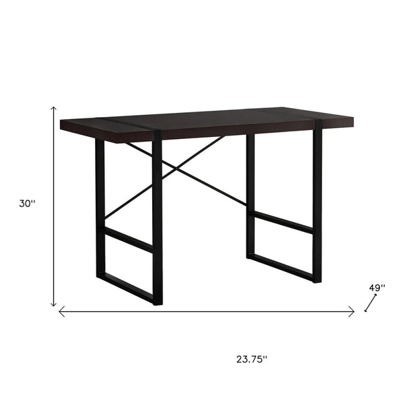 HomeRoots 24" Dark Brown and Black Computer Desk - Stylish Space-Saving Office Solution with Modern Durability 355719