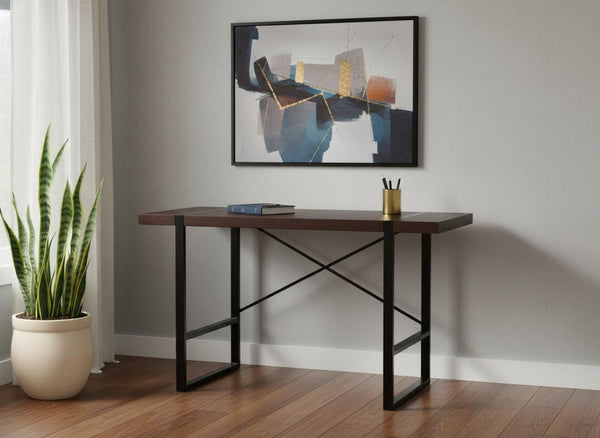 HomeRoots 24" Dark Brown and Black Computer Desk - Stylish Space-Saving Office Solution with Modern Durability 355719