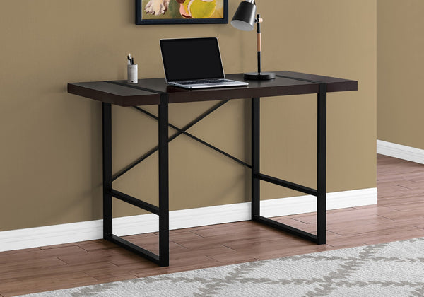 HomeRoots 24" Dark Brown and Black Computer Desk - Stylish Space-Saving Office Solution with Modern Durability 355719