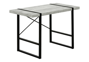 HomeRoots 24" Stylish Gray and Black Computer Desk - Modern Design with Durable Metal Base for Home Offices 355722