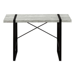 HomeRoots 24" Stylish Gray and Black Computer Desk - Modern Design with Durable Metal Base for Home Offices 355722