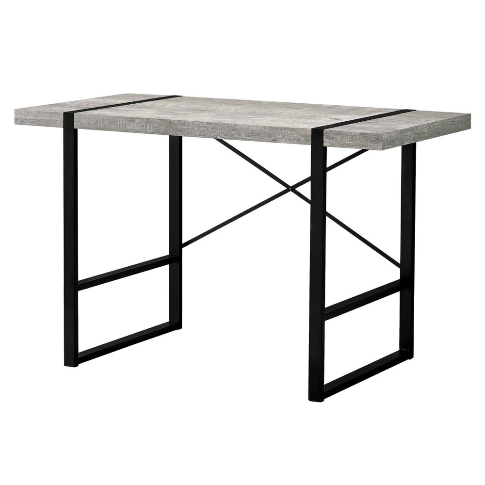 HomeRoots 24" Stylish Gray and Black Computer Desk - Modern Design with Durable Metal Base for Home Offices 355722