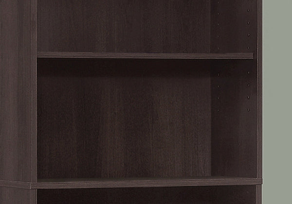HomeRoots 71" Cappuccino Wood Adjustable Bookcase - Elegant Storage Solution for Stylish Home Organization 355724