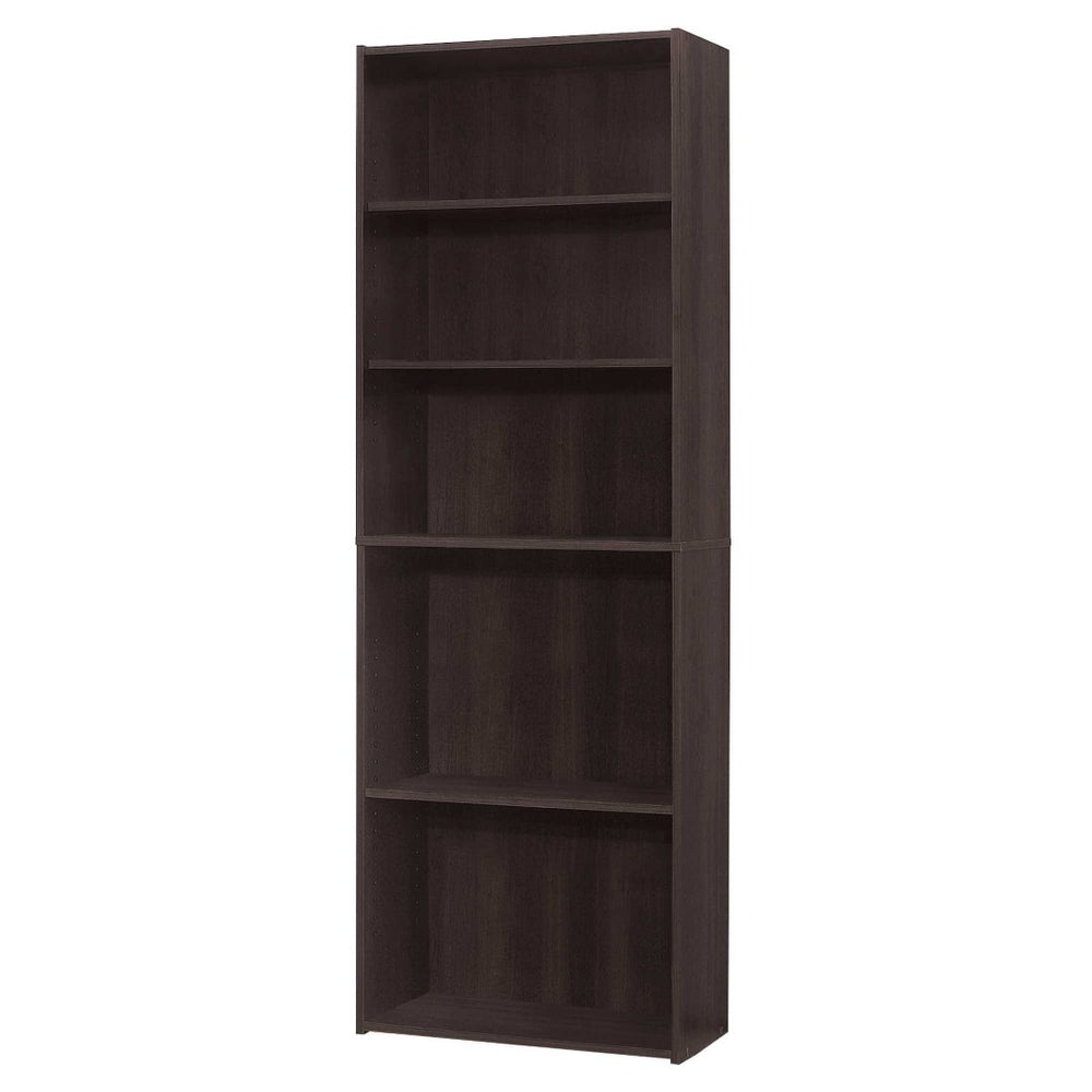 HomeRoots 71" Cappuccino Wood Adjustable Bookcase - Elegant Storage Solution for Stylish Home Organization 355724