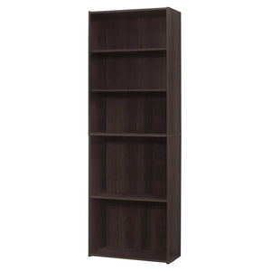 HomeRoots 71" Cappuccino Wood Adjustable Bookcase - Elegant Storage Solution for Stylish Home Organization 355724