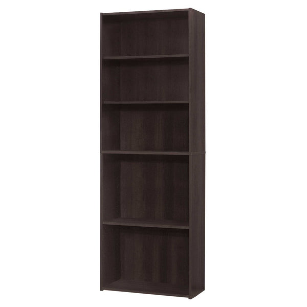 HomeRoots 71" Cappuccino Wood Adjustable Bookcase - Elegant Storage Solution for Stylish Home Organization 355724