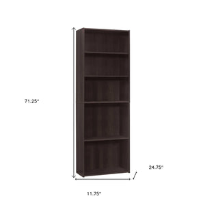 HomeRoots 71" Cappuccino Wood Adjustable Bookcase - Elegant Storage Solution for Stylish Home Organization 355724