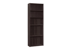 HomeRoots 71" Cappuccino Wood Adjustable Bookcase - Elegant Storage Solution for Stylish Home Organization 355724