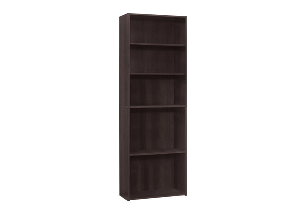 HomeRoots 71" Cappuccino Wood Adjustable Bookcase - Elegant Storage Solution for Stylish Home Organization 355724