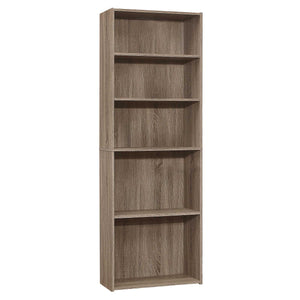 Homeroots 71" Taupe Wood Adjustable Bookcase   355725