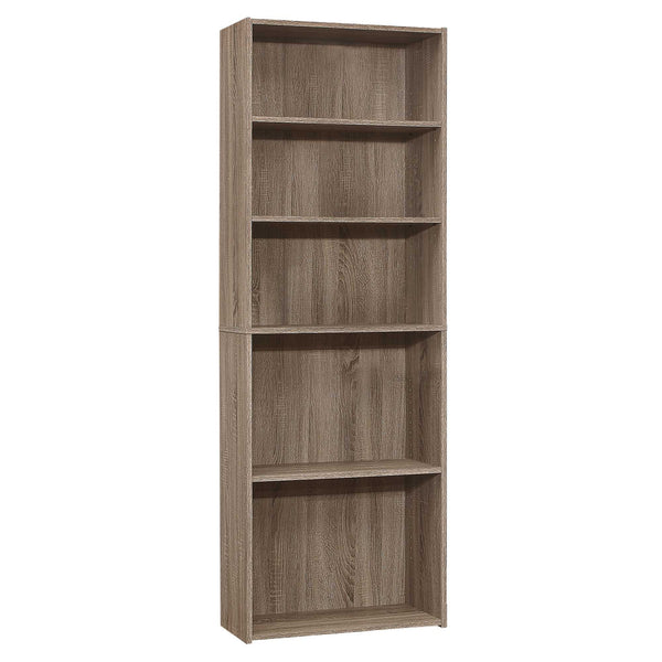 Homeroots 71" Taupe Wood Adjustable Bookcase   355725