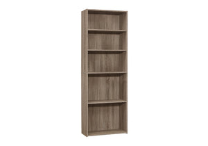 HomeRoots 71" Taupe Distressed Wood Bookcase - Adjustable Five Tier Shelving for Rustic Charm in Any Space 355725