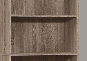 HomeRoots 71" Taupe Distressed Wood Bookcase - Adjustable Five Tier Shelving for Rustic Charm in Any Space 355725