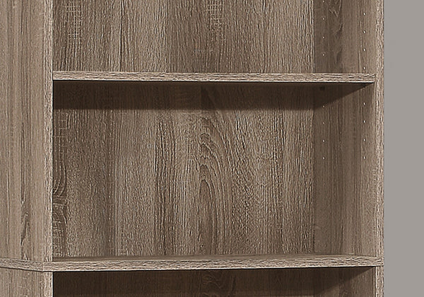HomeRoots 71" Taupe Distressed Wood Bookcase - Adjustable Five Tier Shelving for Rustic Charm in Any Space 355725