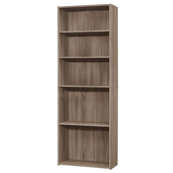 Homeroots 71" Taupe Wood Adjustable Bookcase   355725