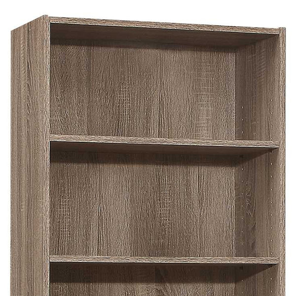 Homeroots 71" Taupe Wood Adjustable Bookcase   355725