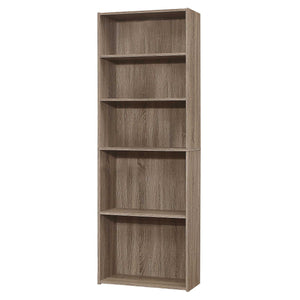 Homeroots 71" Taupe Wood Adjustable Bookcase   355725