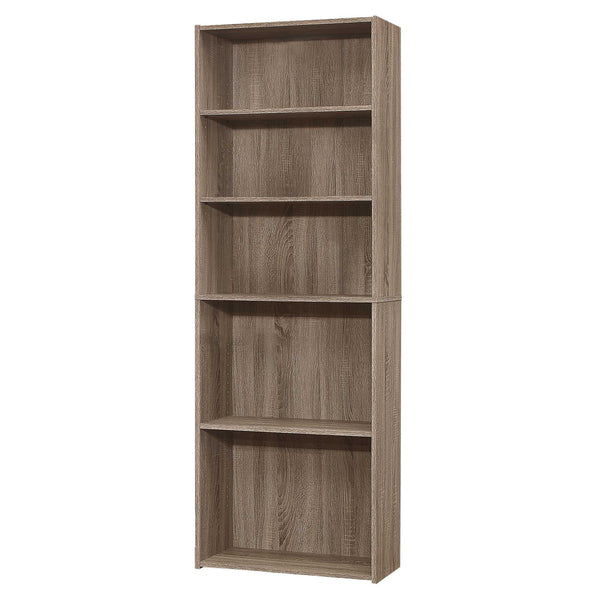 Homeroots 71" Taupe Wood Adjustable Bookcase   355725