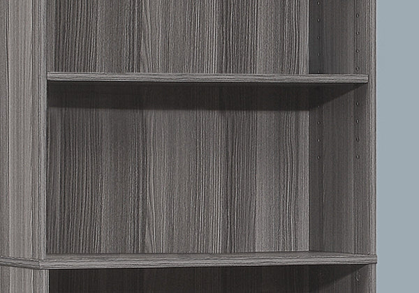 HomeRoots 71" Gray Wood Adjustable Five Tier Bookcase - Modern Storage Solution for Books & Decor in Any Space 355726