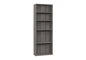 HomeRoots 71" Gray Wood Adjustable Five Tier Bookcase - Modern Storage Solution for Books & Decor in Any Space 355726