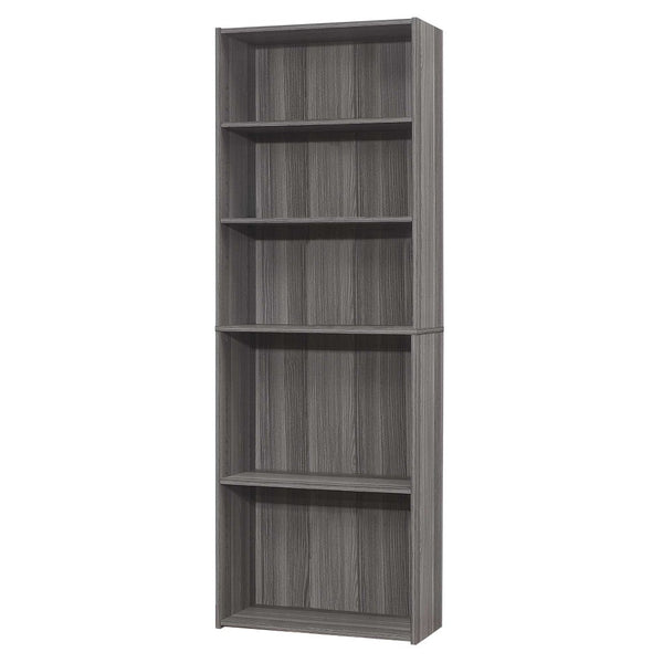 HomeRoots 71" Gray Wood Adjustable Five Tier Bookcase - Modern Storage Solution for Books & Decor in Any Space 355726