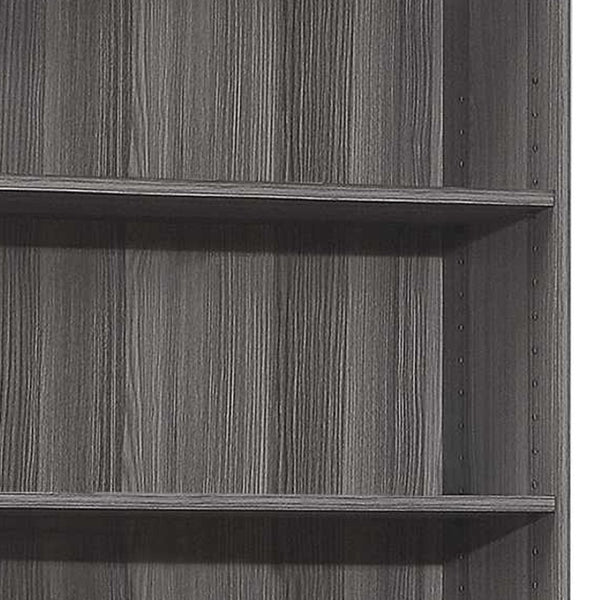 HomeRoots 71" Gray Wood Adjustable Five Tier Bookcase - Modern Storage Solution for Books & Decor in Any Space 355726