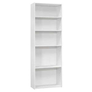 Homeroots 71" White Wood Adjustable Bookcase   355727
