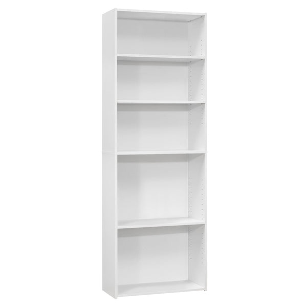 Homeroots 71" White Wood Adjustable Bookcase   355727