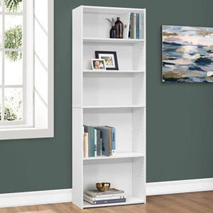 Homeroots 71" White Wood Adjustable Bookcase   355727