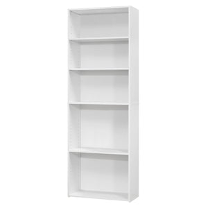 Homeroots 71" White Wood Adjustable Bookcase   355727