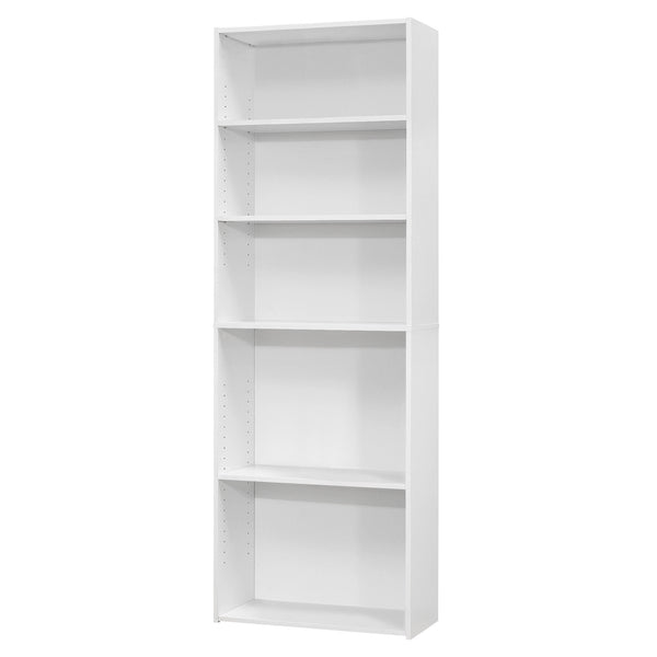 Homeroots 71" White Wood Adjustable Bookcase   355727