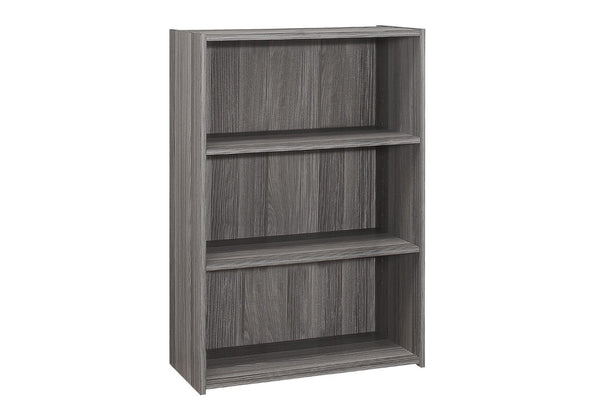 HomeRoots Gray Wood Adjustable Bookcase - Modern Three-Tier Storage Solution for Small Spaces & Decor Display 355731