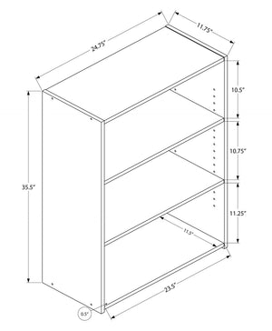 HomeRoots Gray Wood Adjustable Bookcase - Modern Three-Tier Storage Solution for Small Spaces & Decor Display 355731
