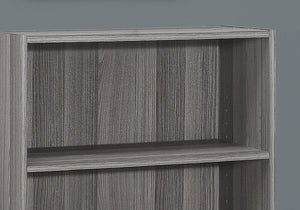 HomeRoots Gray Wood Adjustable Bookcase - Modern Three-Tier Storage Solution for Small Spaces & Decor Display 355731
