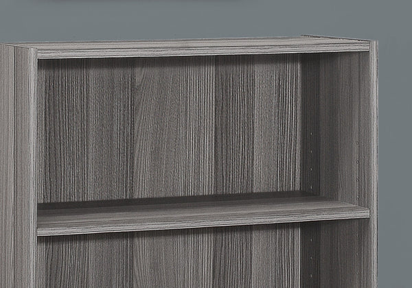 HomeRoots Gray Wood Adjustable Bookcase - Modern Three-Tier Storage Solution for Small Spaces & Decor Display 355731