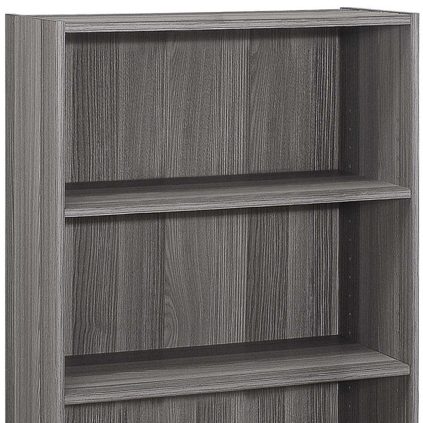 HomeRoots Gray Wood Adjustable Bookcase - Modern Three-Tier Storage Solution for Small Spaces & Decor Display 355731