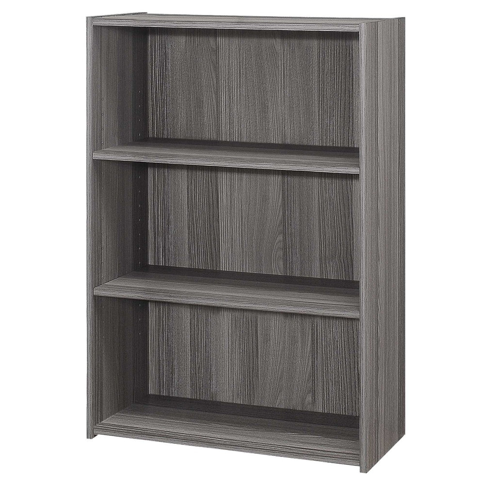 HomeRoots Gray Wood Adjustable Bookcase - Modern Three-Tier Storage Solution for Small Spaces & Decor Display 355731