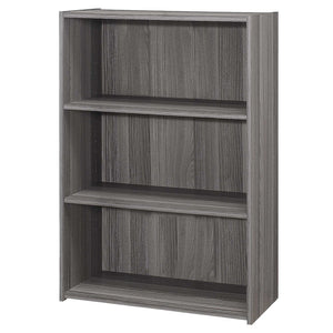 HomeRoots Gray Wood Adjustable Bookcase - Modern Three-Tier Storage Solution for Small Spaces & Decor Display 355731